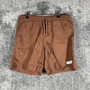 LSKD Shorts Mens S Brown Chino Cotton Spandex Drawstring Elastic 9 Inseam